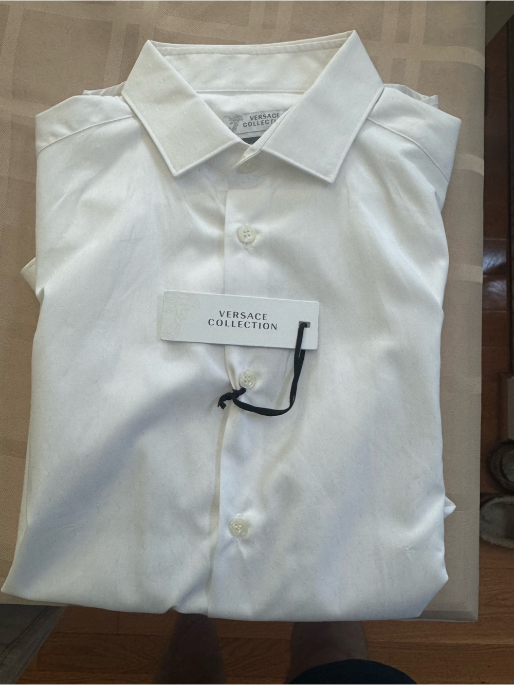Versace White Men's Dress Shirt with Spread Collar